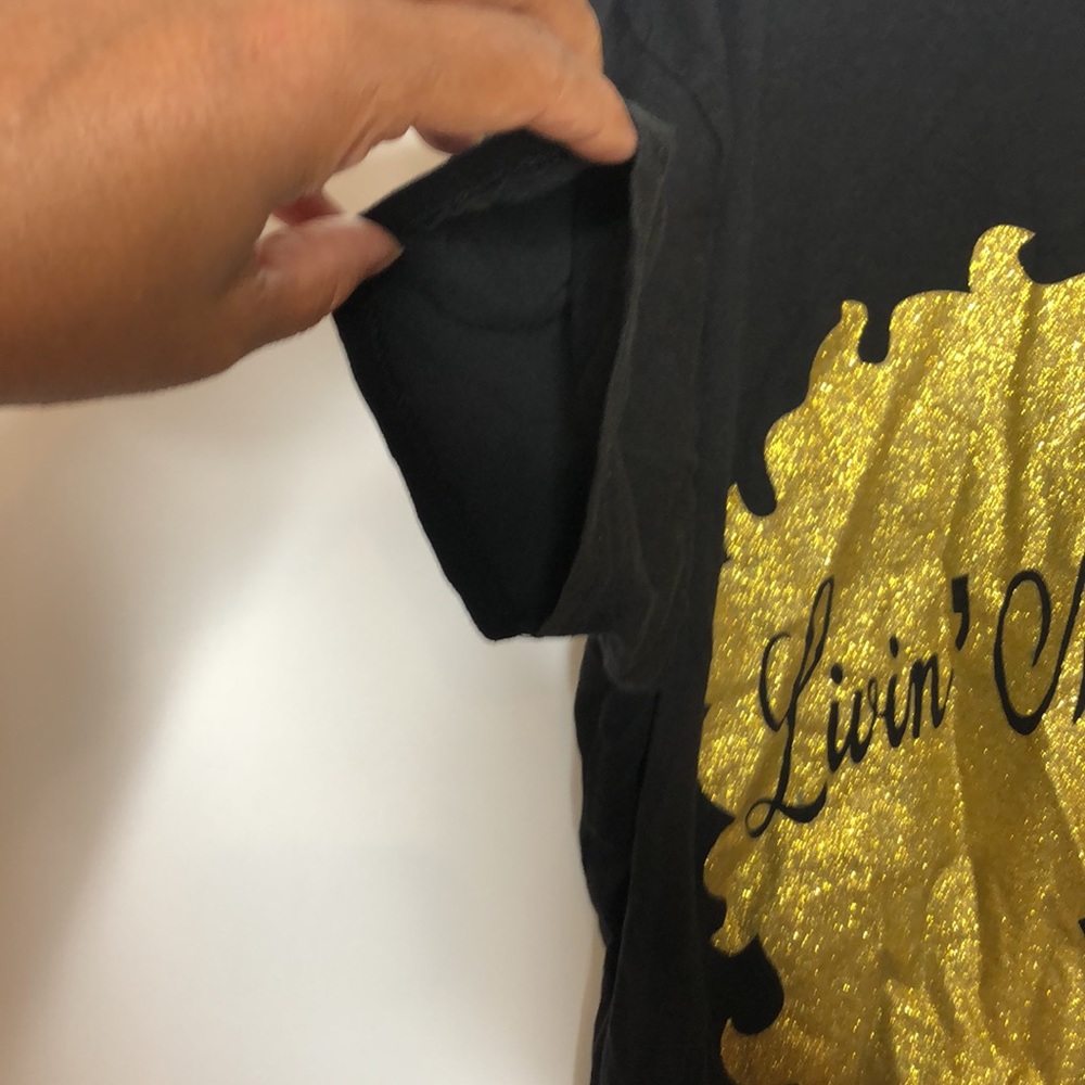 On Fire Hoodie Womans Black Living my Best Life Gold Glitter 2X PLUS SIZE - Picture 4 of 7